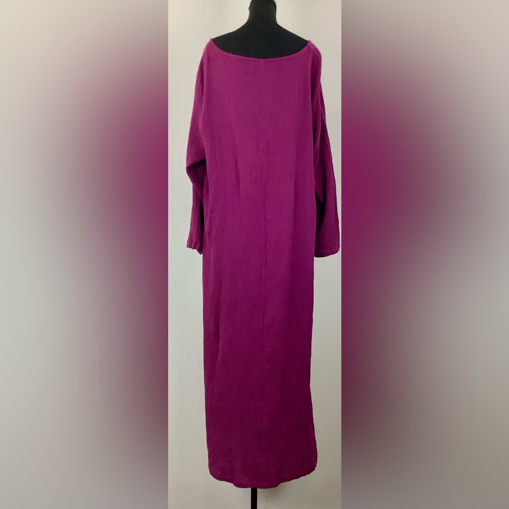 NEW Cotton Oversized caftgan Dress eggplant purple LARGE - Picture 7 of 12